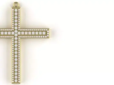 Diamond Cross Pendant Gold Silver Platinum Luxury Jewelry 3D print model