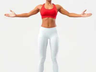 Athletic Female Character Model Rigged and Animated Low-poly 3D model