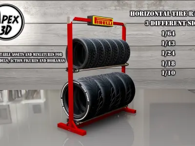 Horizontal tire Rack 3d printable in various scales 3D print model