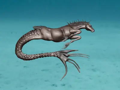 hippocampos mermaid horse 3D model