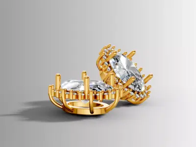 Gold Halo Diamond Pendant  3D Printable Design 3D print model