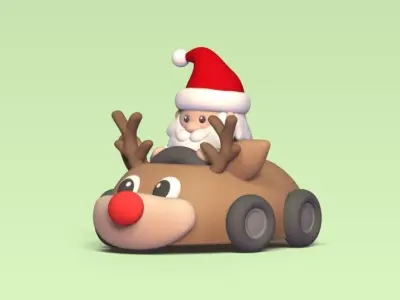 Santa Claus Reindeer Car 3D print model