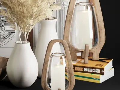 3dasset pampas in ceramic vase 3D model