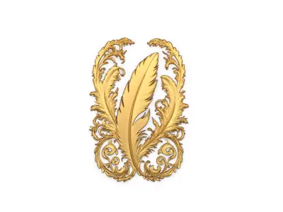 feather decor set wall mural 07 3D model