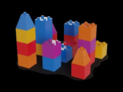Cars and action games Building Blocks Low-poly 3D model 2