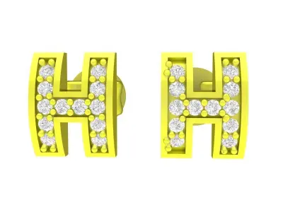 5788 luxury diamond H earring 3D print model