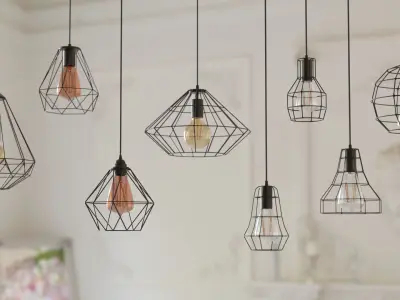 10 Collection Pendant Steel Lamps 3D model