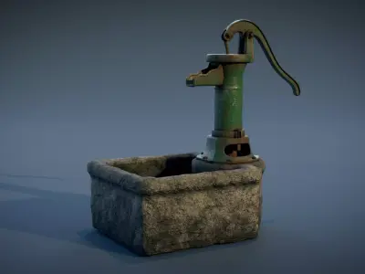 Stone Water Pump Trough Low-poly 3D model