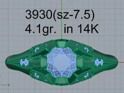 Round Diamond Milgrain Ring 3930 3D print model