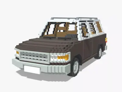 Voxel Wagon Car Low-poly 3D model