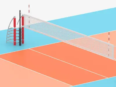 Cartoon Volleyball Court 3D model