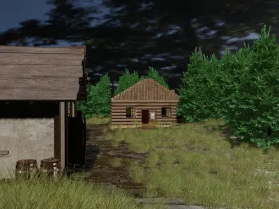 Small village with two fully furnished homes Free 3D model