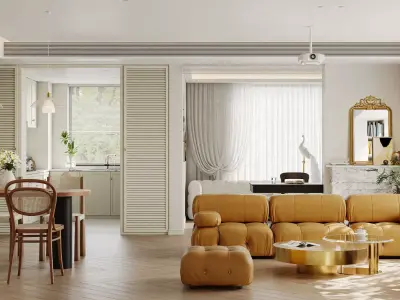 Luxury living room dining room interior scenes 20 3D model purchase