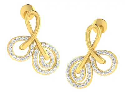 Solitaire Women Drop Earrings 3dm STL OBJ FBX Renders Details 3D print model