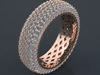 Luxury Golden Diamond Pave Ring 3D print model