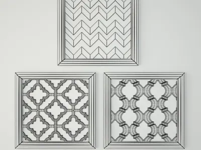 Square Wood Panel Wall Art 3D model