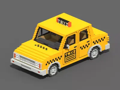 Voxel Taxi Low-poly 3D model