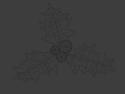Holly leaf Low-poly 3D model
