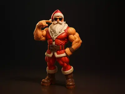Muscle Santa Claus Epic Buff Santa Figurine Christmas Decoration 3D print model