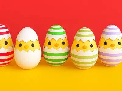 Easter Eggs Chicken  Low-poly 3D model