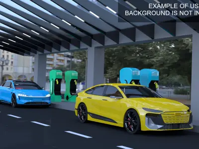 Charger with Audi Luxeed and Nio with caravan 3D model