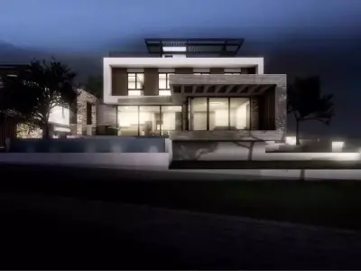 VV218 modern house at night 3D model