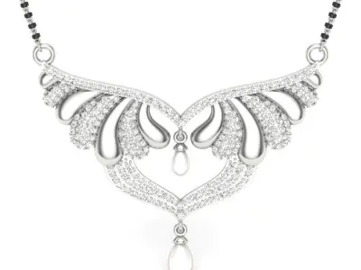 Necklace 3D print model gold with diamonds and pearls 3D print model