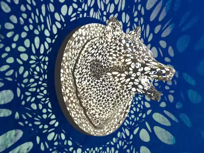 Animals Wall Mounted Lamp - Bear Boar Deer Goat Goat Lion Wolf  3D print model