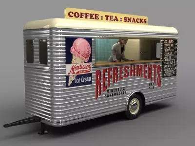 Mobile Refreshment Cart 1960 3D model