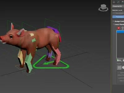 pig rig  high-poly  textured 3D model