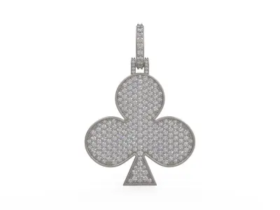 Model 1128 Playing Cards Clubs Iced Out Pendant Large 40mm 3D print model