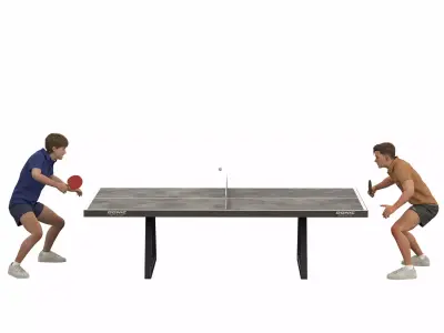 Modern Table Tennis Set Low-poly 3D model