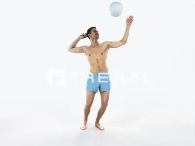 Virtue 04F Beach Serving Sports Man Low-poly 3D model