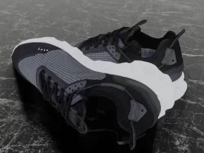 Nike 3D Shoes - White-Black - N354 Series Low-poly 3D model