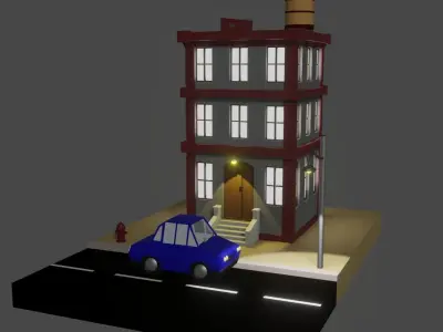 Cartoon Building Free 3D model