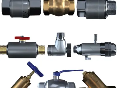collection of types valves and fittings  3D model