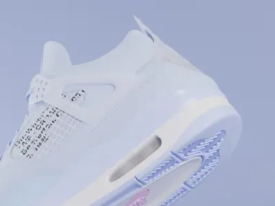 Jordan 4 Off White Blue  Low-poly 3D model