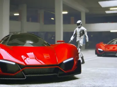 Car Studio Garage Low-poly 3D model