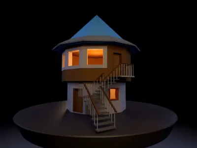 Mushroom House Low-poly 3D model