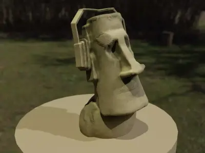 Moai Statue Sculpted in Blender Textured in Substance Painter 3D model