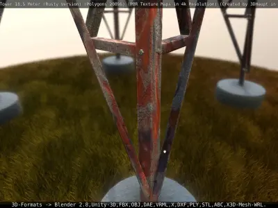Transmission Tower 18 Meter Rusty Version Low-poly 3D model