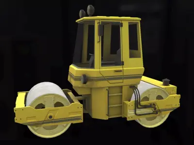 Asphalt Roller Low-poly 3D model