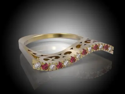 Beauty Sterling Silver Stylish Sail Ring Ornaments and Stones  3D print model