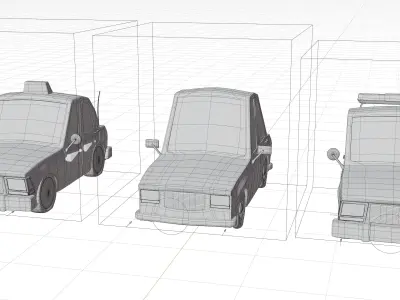 Collection  Cars  Toon Police Taxi Low-poly 3D model