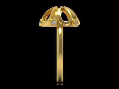 stl 3dm Ring Golden Flower with Sparkling Diamonds jr00238 3D print model