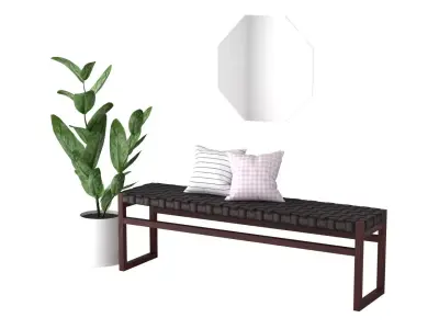 Entry Table C - Leather and Timber Low-poly 3D model