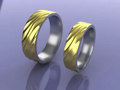 Collection of Wavy Wedding Rings - All Sizes  3D print model