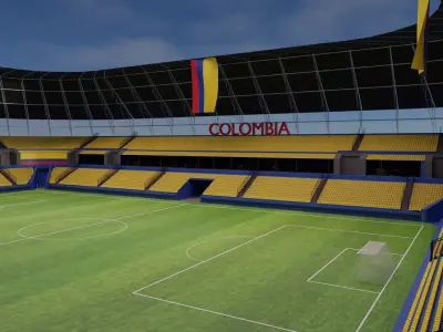 Colombia Football Stadium and Interiors Low-poly 3D model