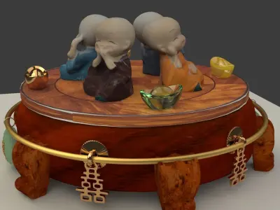 Chinese monk kids 3D model