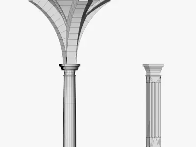 Vaulting 4-2 Renaissance 500cm spcd  thin arches and thick curbs Low-poly 3D model